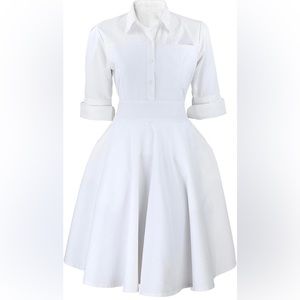 NEW Nursing School Scrub Dress Sz Small (FREE white stockings incl!)